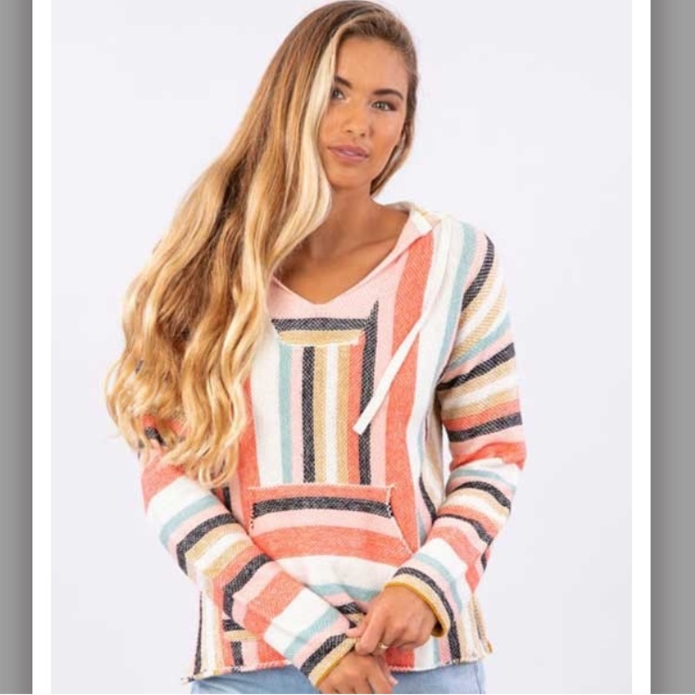Women’s medium rip curl seaport stripe poncho